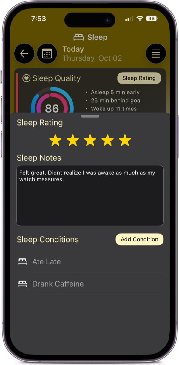 mCoreHabit app screen 7