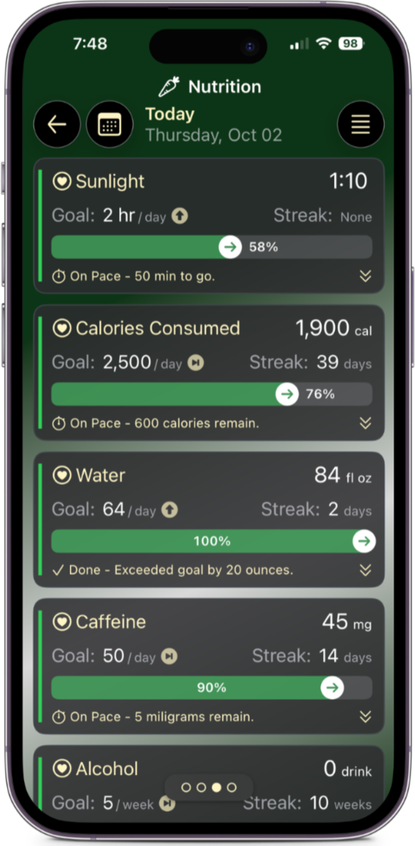 mCoreHabit app screen 8